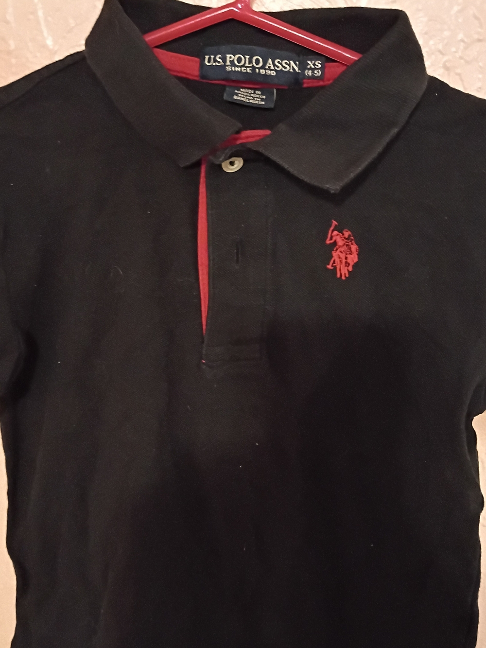 U.S. Polo Assn. Black Polo with Red Trim & Embroidered Logo